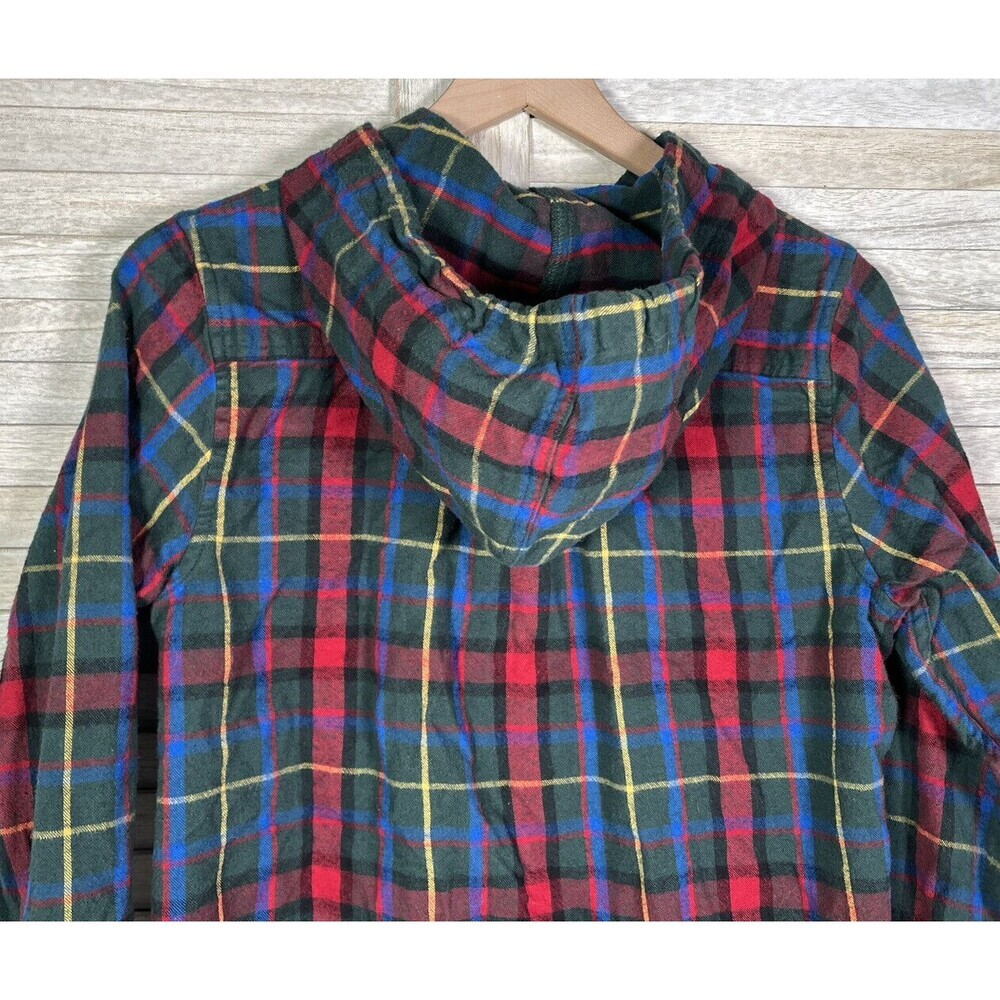 L.L. Bean Women's S Petite Relaxed Fit Plaid Full Zip Hoodie Flannel Shirt - Picture 6 of 7